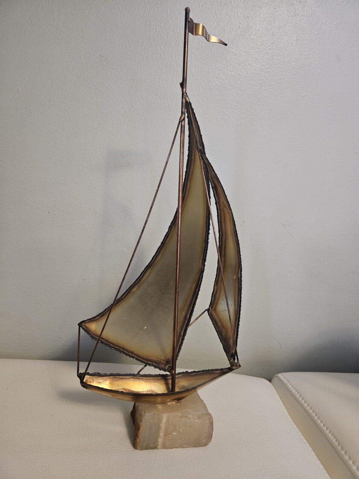Metal Sailboat Sculpture Vintage