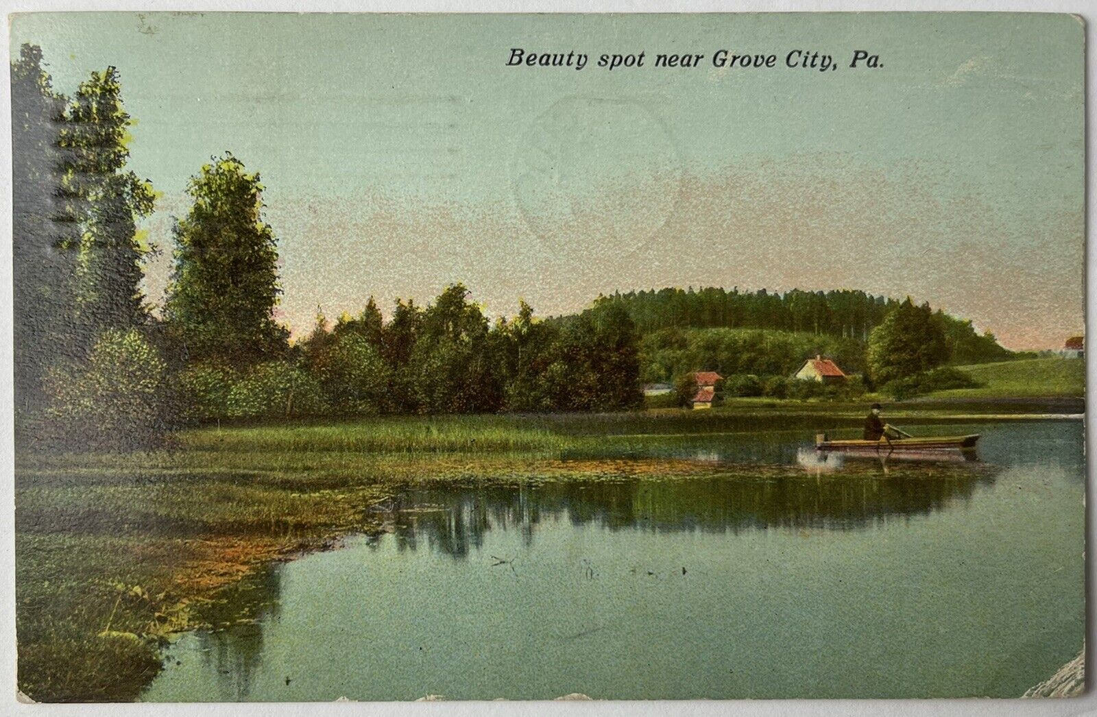 Beauty Spot Near GROVE CITY PA c1913 Lake Scene MERCER COUNTY PA Postcard