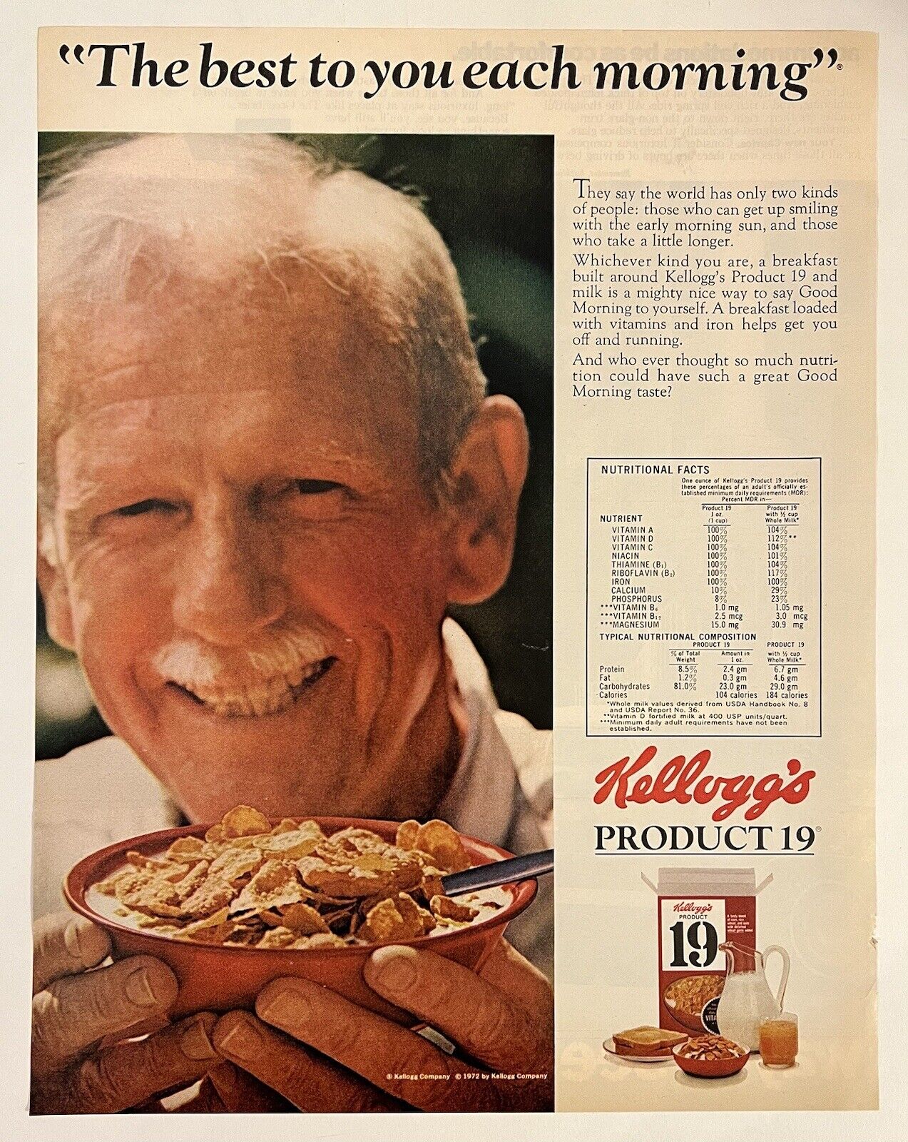 Kellogg’s Product 19 1968 Life Print Add “Best To You Each Morning”