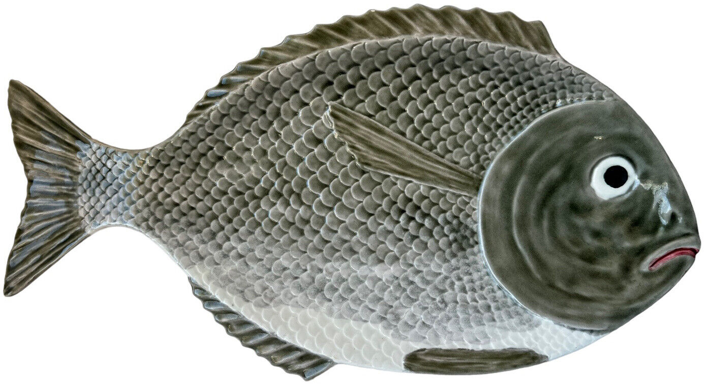 Vintage Platter Majolica Fish 1950s Faiancas BELO Portugal 515/4 Food Server