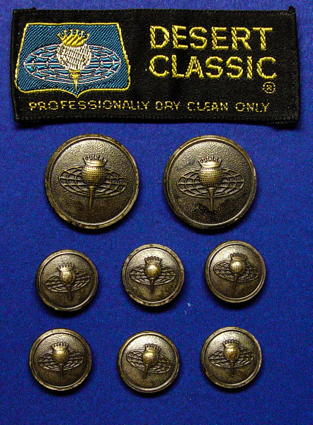 8 VTG DESERT CLASSIC JACKET BLAZER REPLACEMENT BUTTONS, AGED ANTIQUED CONDITION