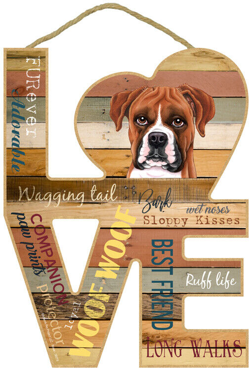 Boxer Love Word Art Wood Cut Out 8\