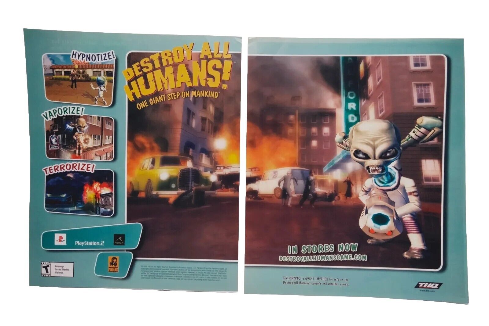Destroy All Humans Vintage 2005 Magazine Print Ad Poster Official Art PS2