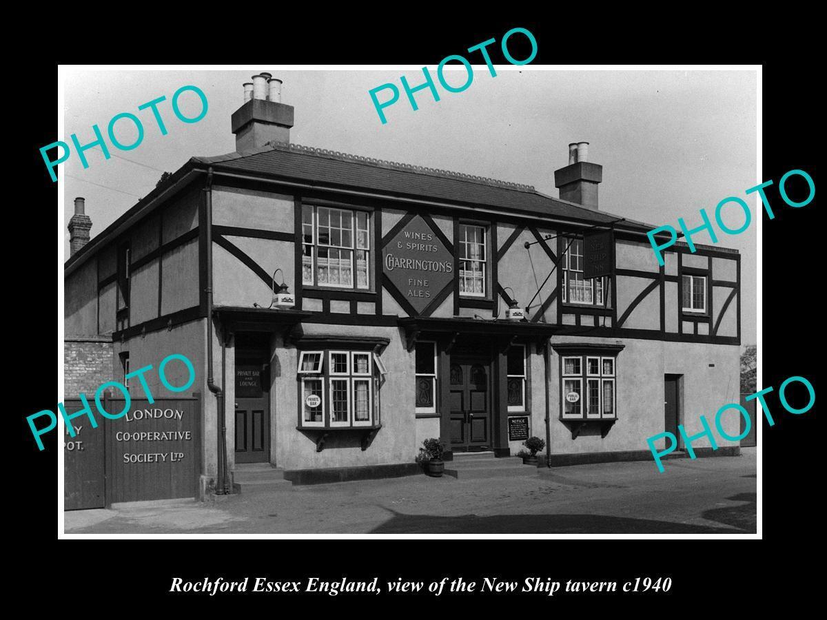 OLD LARGE HISTORIC PHOTO ROCHFORD ESSEX ENGLAND THE NEW SHIP TAVERN c1940