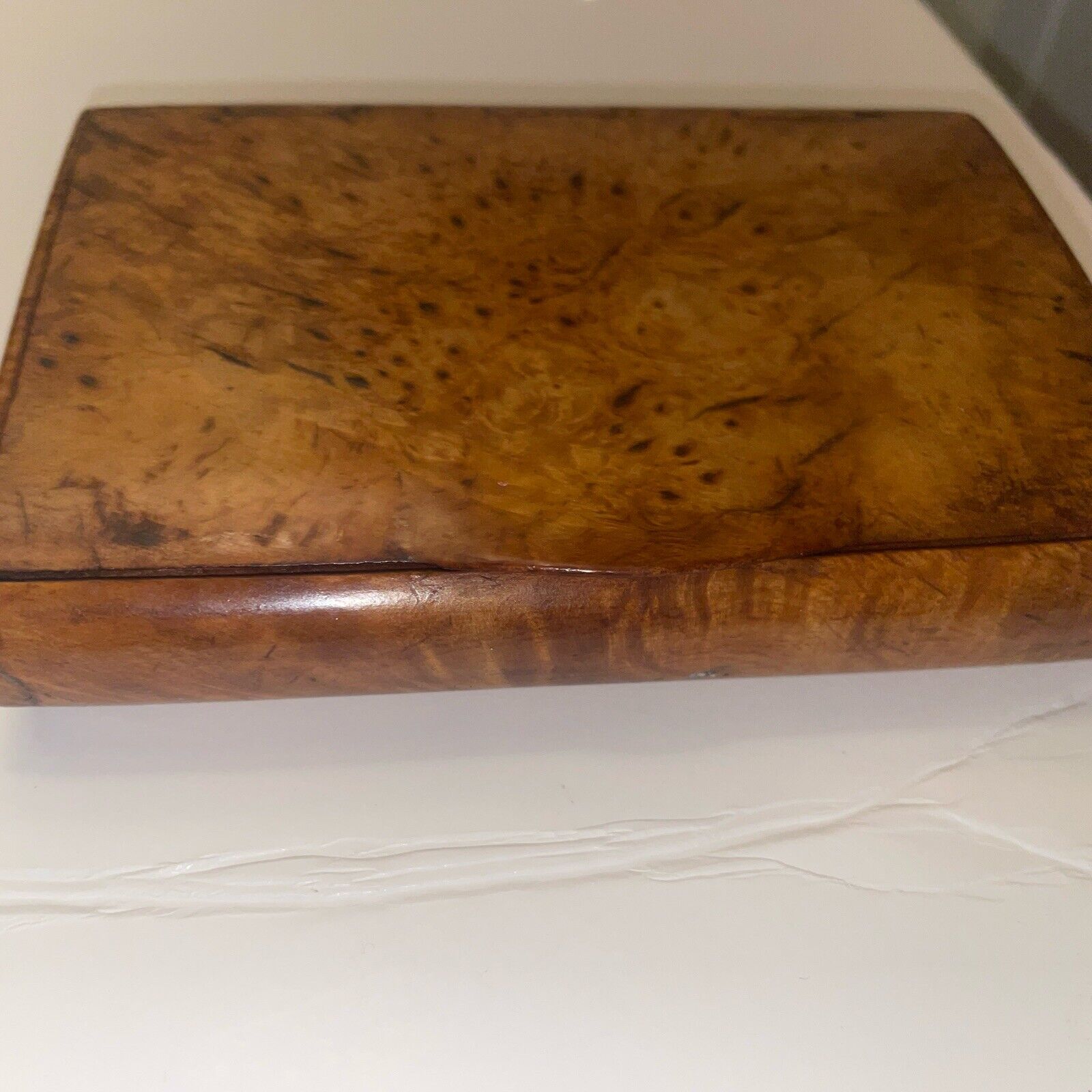 Antique Early 1800 Karelian Birch Wood Cigarette Box