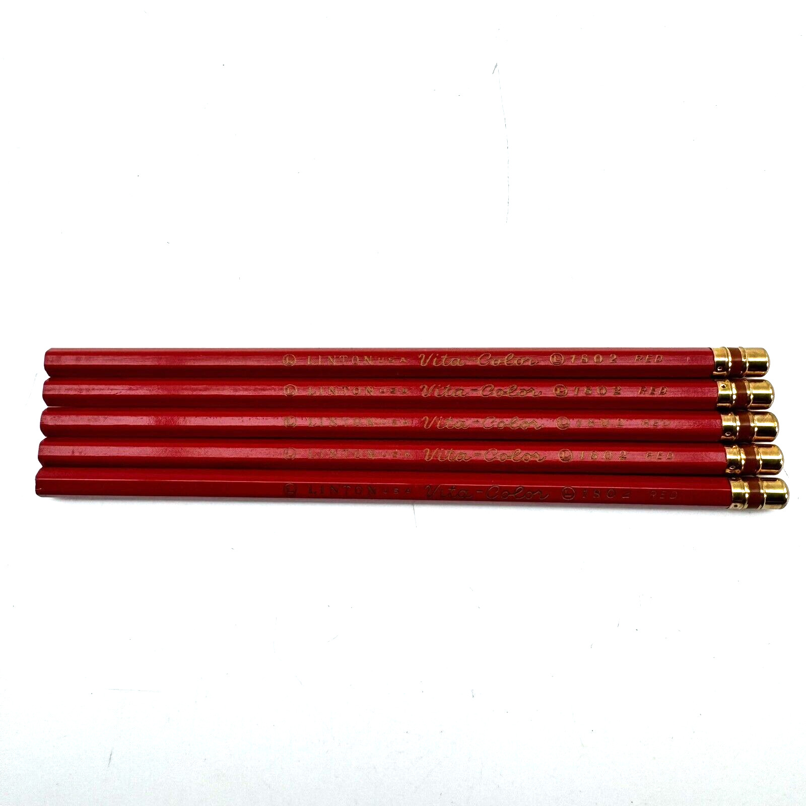 5 Vintage Linton 1802 Red Pencils Unused