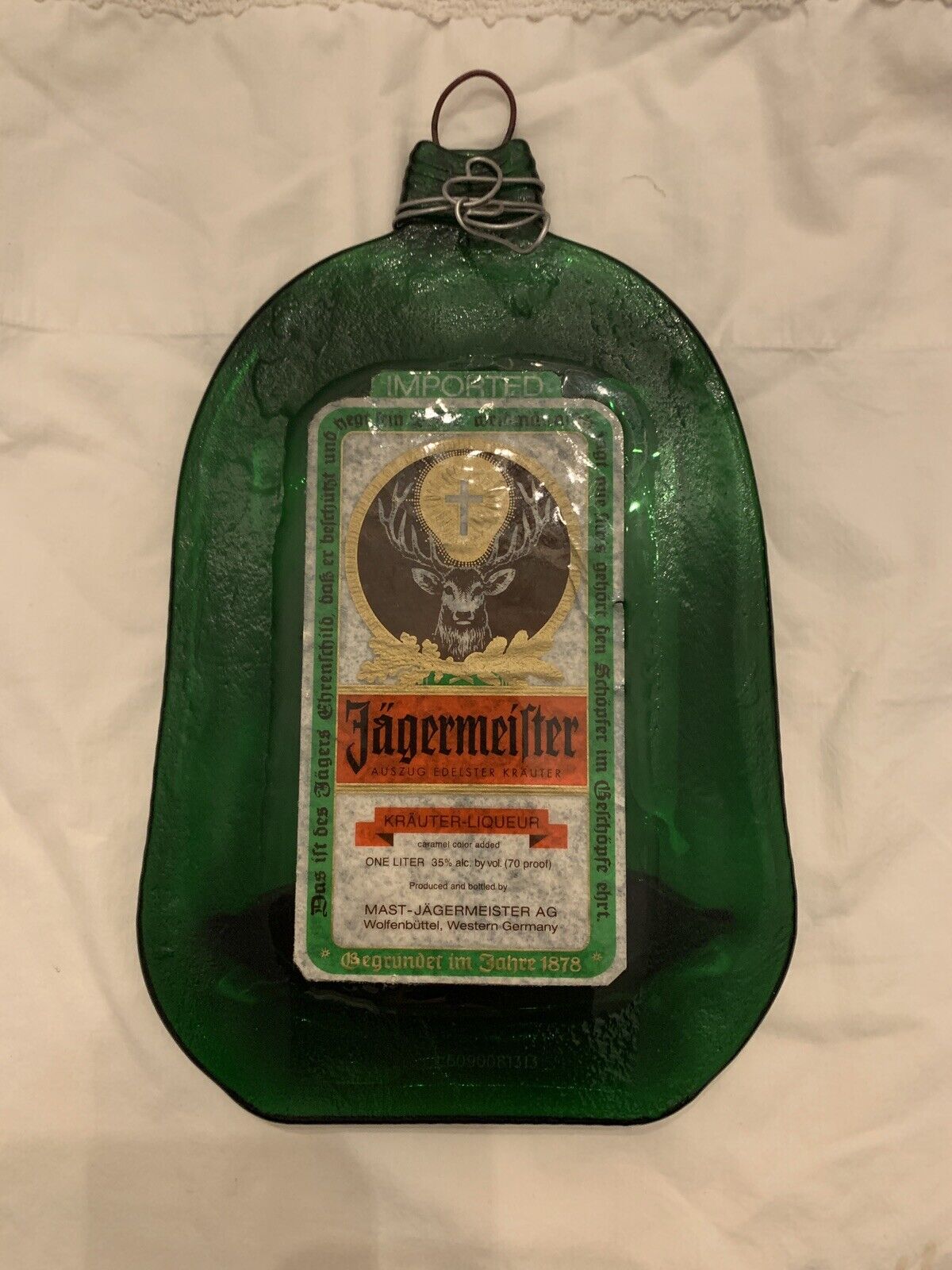 Jägermeister Liqueur 1 Liter Flattened Glass Bottle. Great Wall Art for Bar.