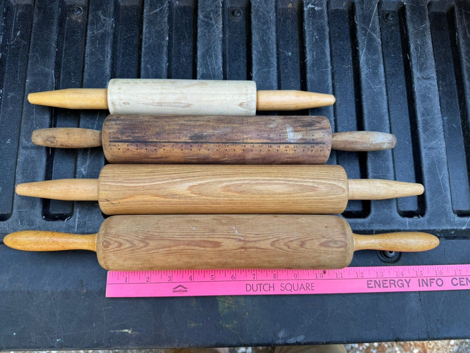 Lot of 4 Rolling Pins Vintage Primitive Farmhouse Country Cottage Kitchen Wood