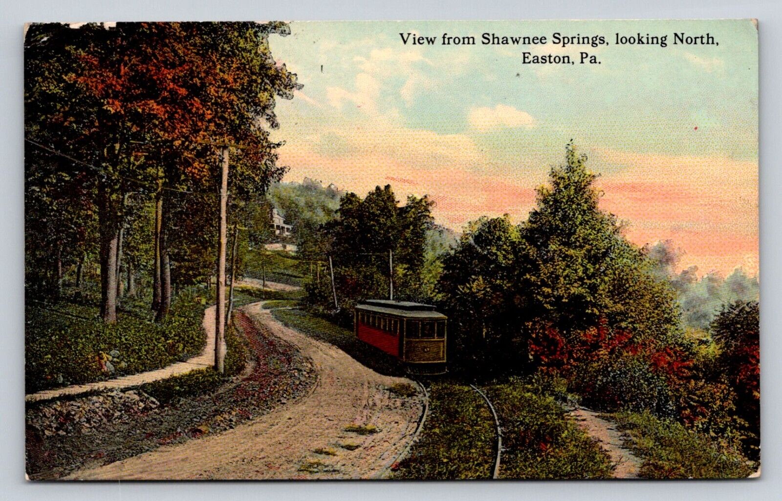 c1910 Trolley Tram View From Shawnee Springs Easton Pennsylvania P806