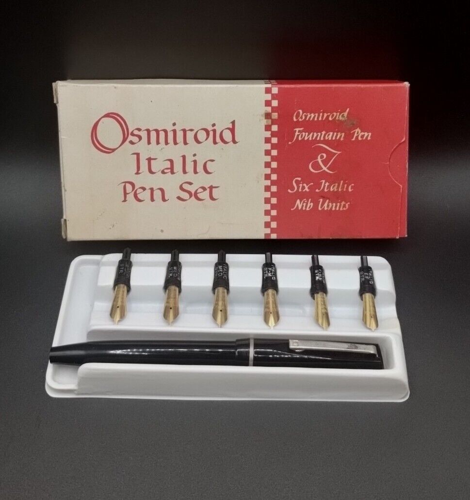 Vintage Osmiroid 65 Italic Fountain Pen and 6 Nib Set 17515 Great Condition 