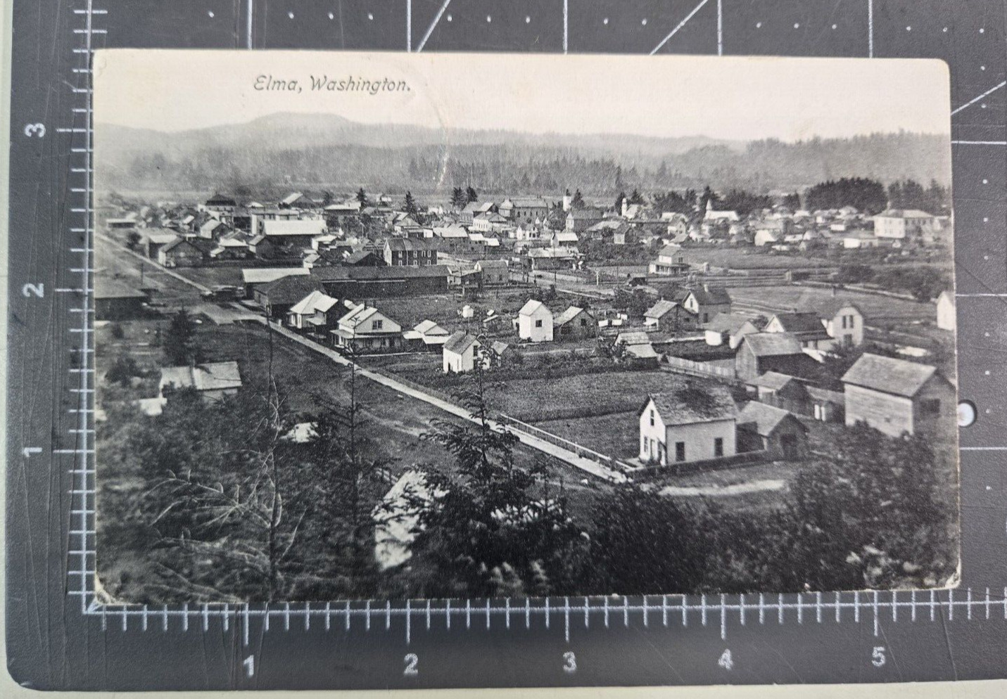 Vintage Early 1900's Elma Washington Town View B&W RPPC Postcard