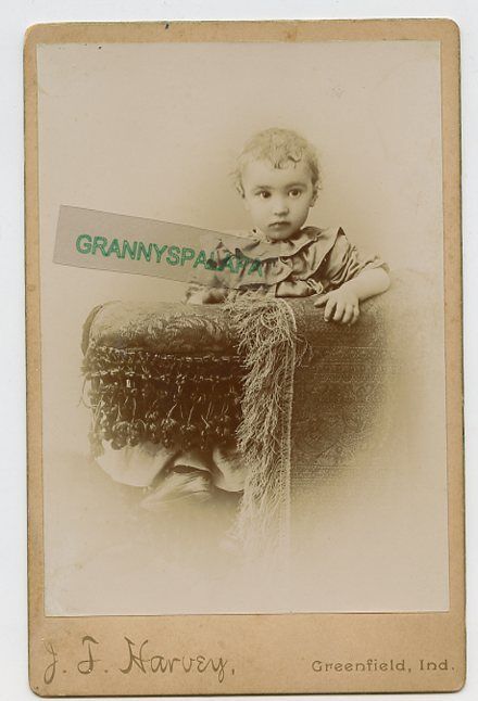 Cabinet Photo-Greenfield Indiana-Carl HERMES-Little Boy-Harvey Photographer