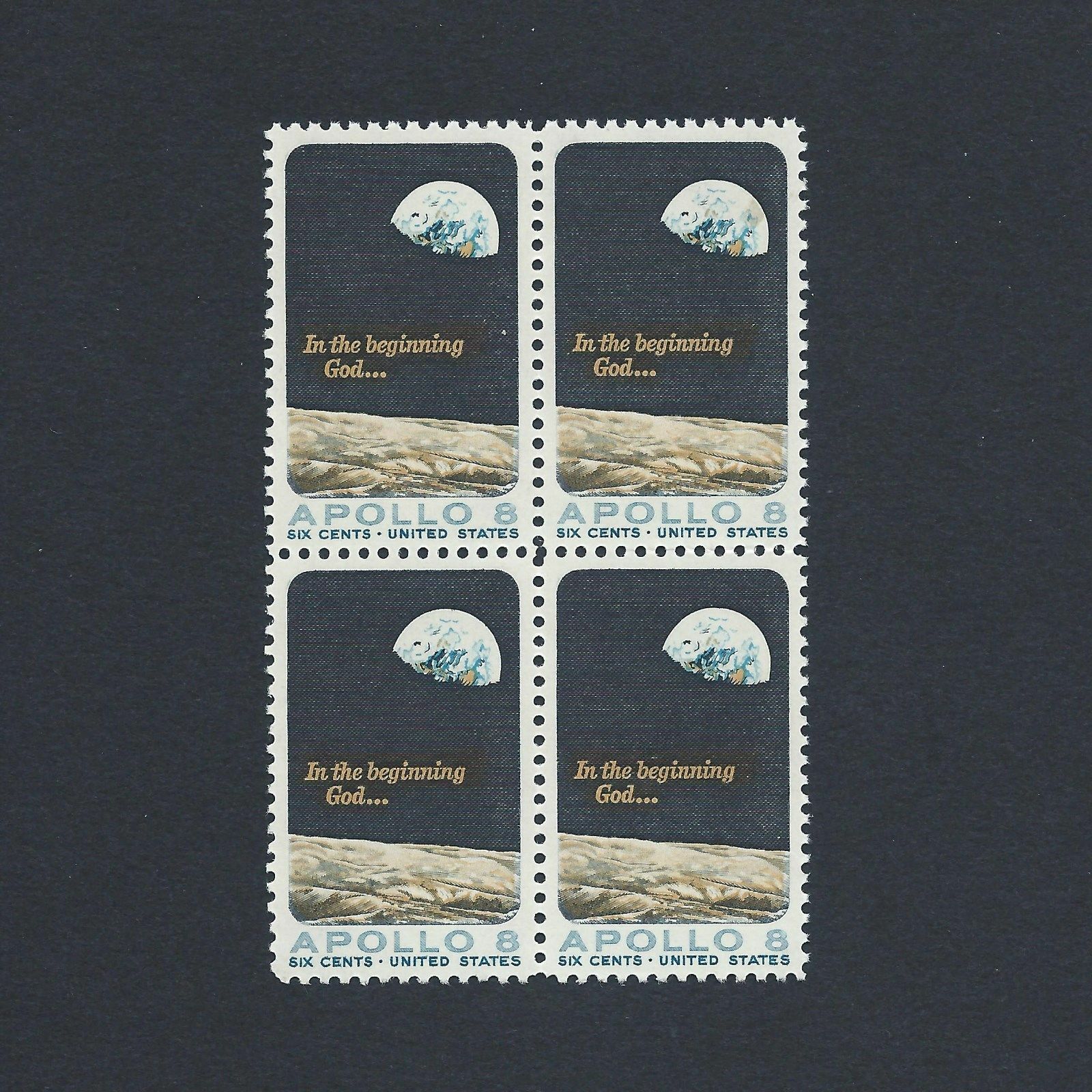 Apollo 8 Space Mission - Vintage Mint Set 4 Stamps 50 Years Old