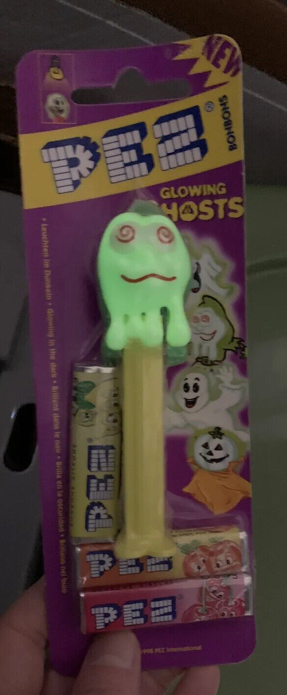Glowing Ghost PEZ Candy Dispenser Slimy Sid 1998 Halloween Toy Sealed Austria