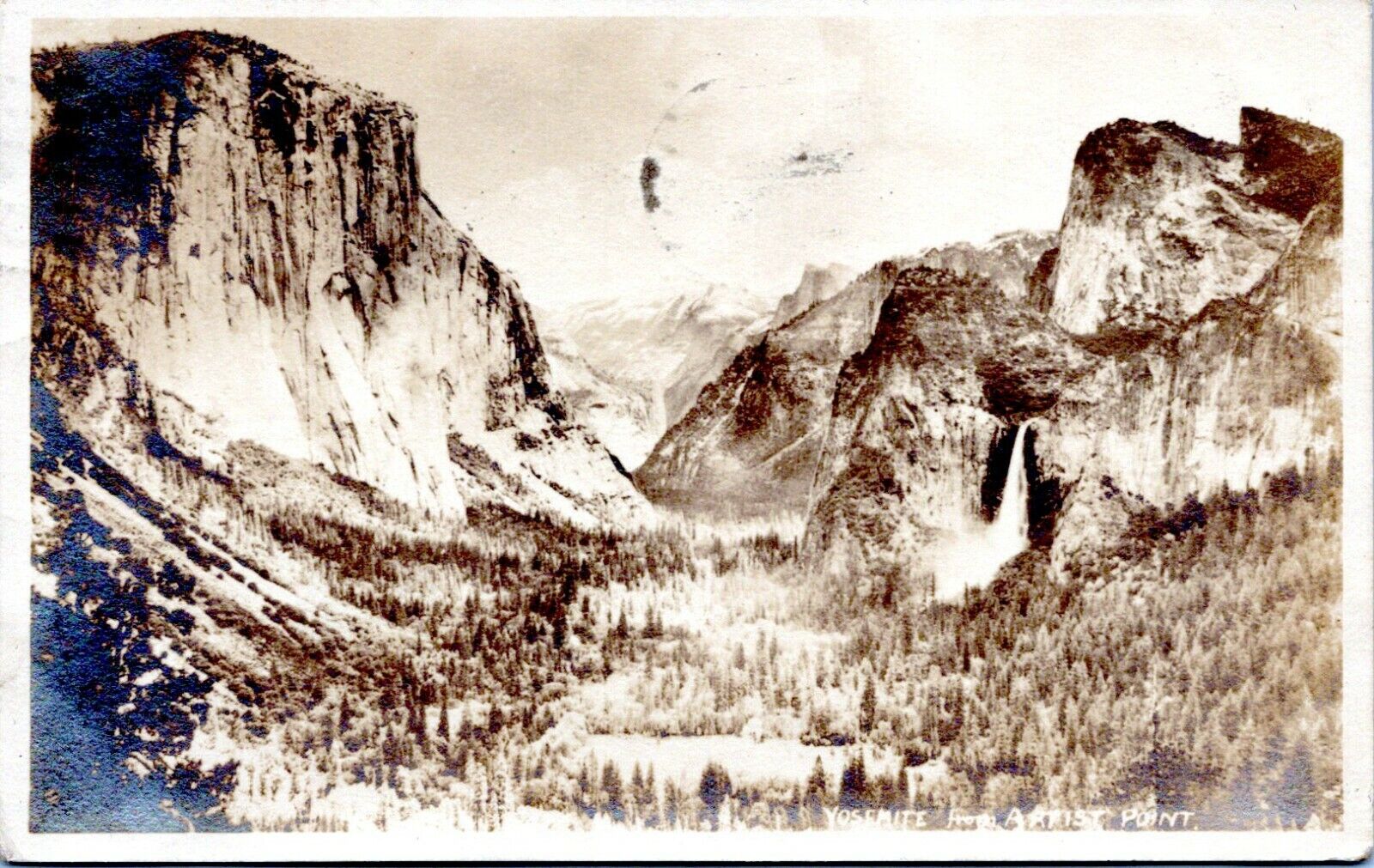 Yosemite California RPPC Real Photo Postcard 1930 Yosemite from Artist Point NZ