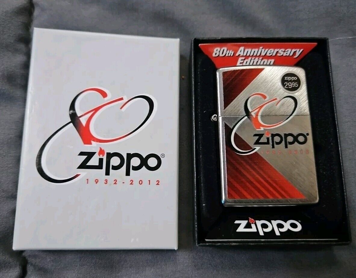 Zippo 2012 80th Anniversary Limited Edition Lighter 28192 w COA NEW IN BOX