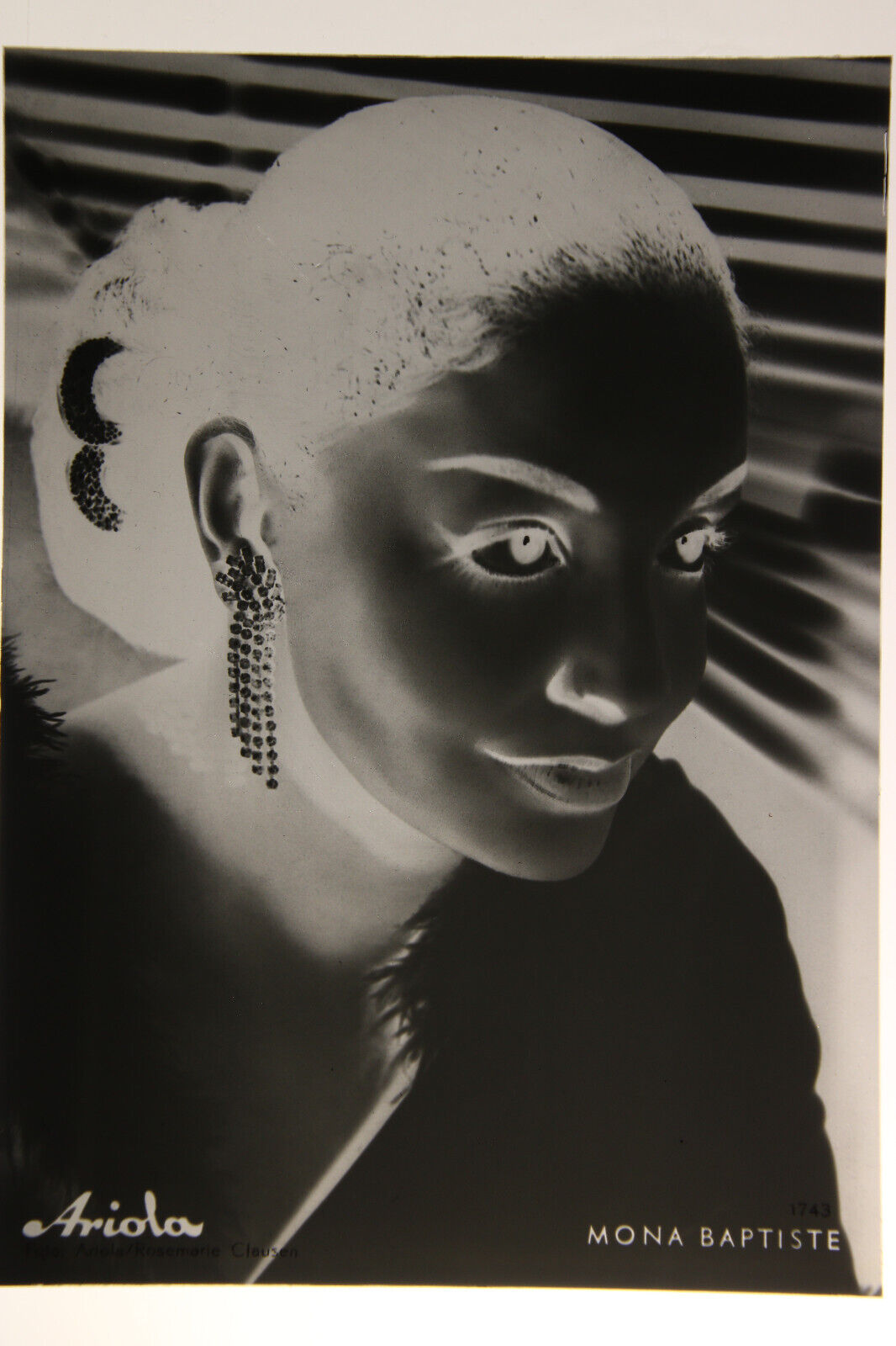Vintage Glass Negative Mona Baptiste Trinidad and Tobago-born singer and actress