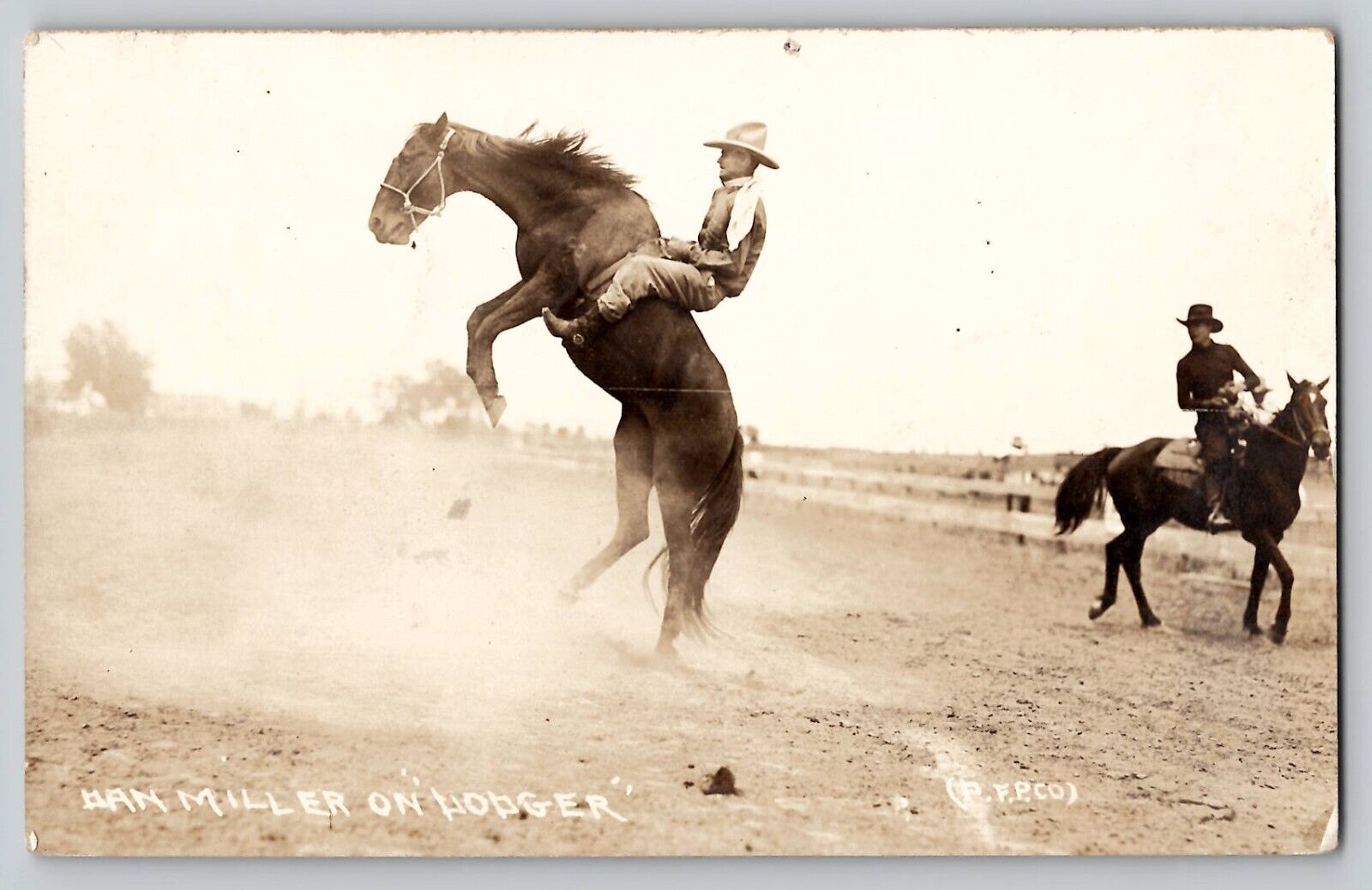 Dan Miller on Dodger Rodeo Cowboy Horse RPPC Photo Vtg Antique Postcard 1920s