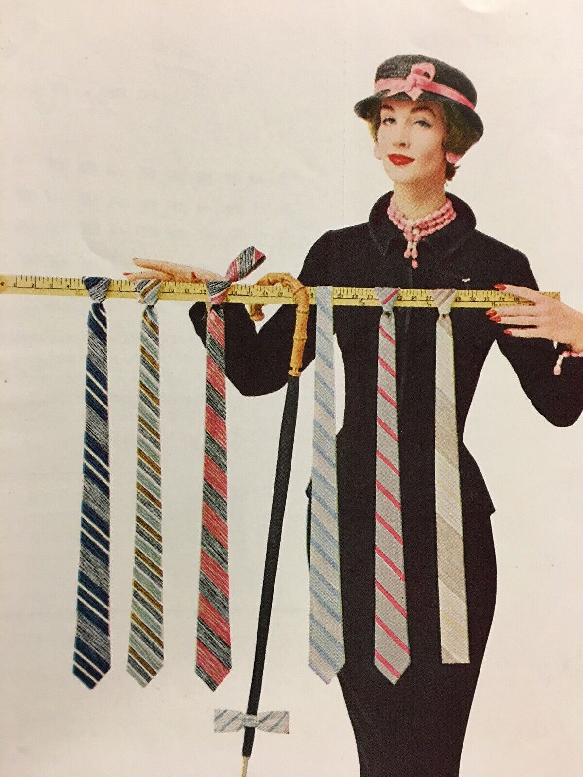 1957 Men’s Fashion Thin Ties Slim Style Wembley Thinlines Vintage Print Ad