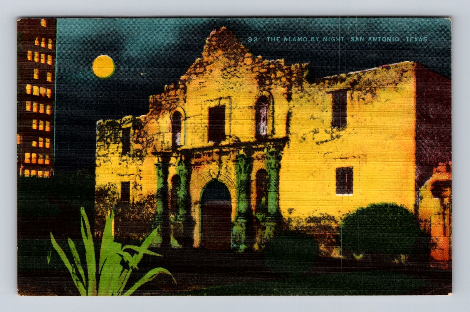 San Antonio TX-Texas, The Alamo By Night, Antique, Vintage c1950 Postcard
