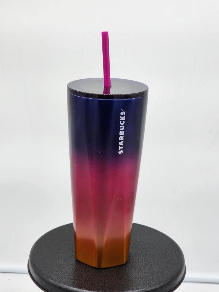 Starbucks 2022 Stainless Steel Tumbler Ombre Purple Pink Blue Pink Gold 24 Oz