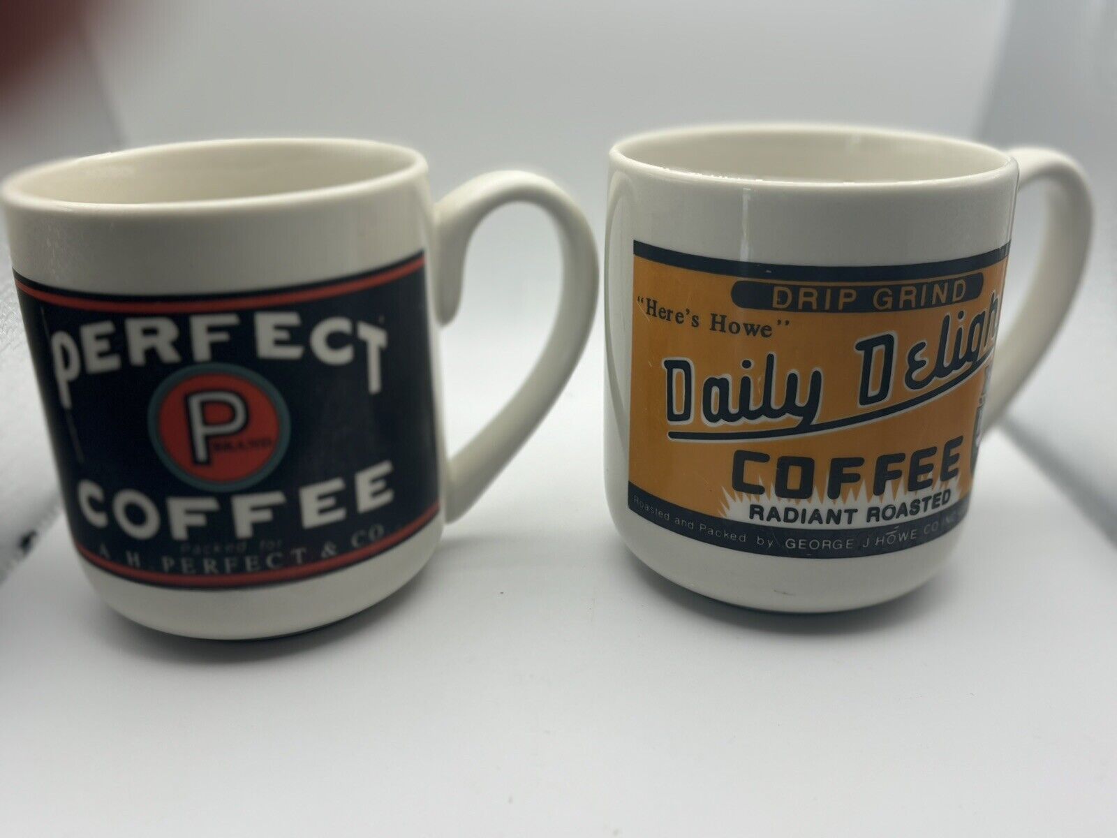 Lot of 2 Vtg 1992 Yesteryear Westwood Coffee Mugs Daily Delight & Perfect Coffee