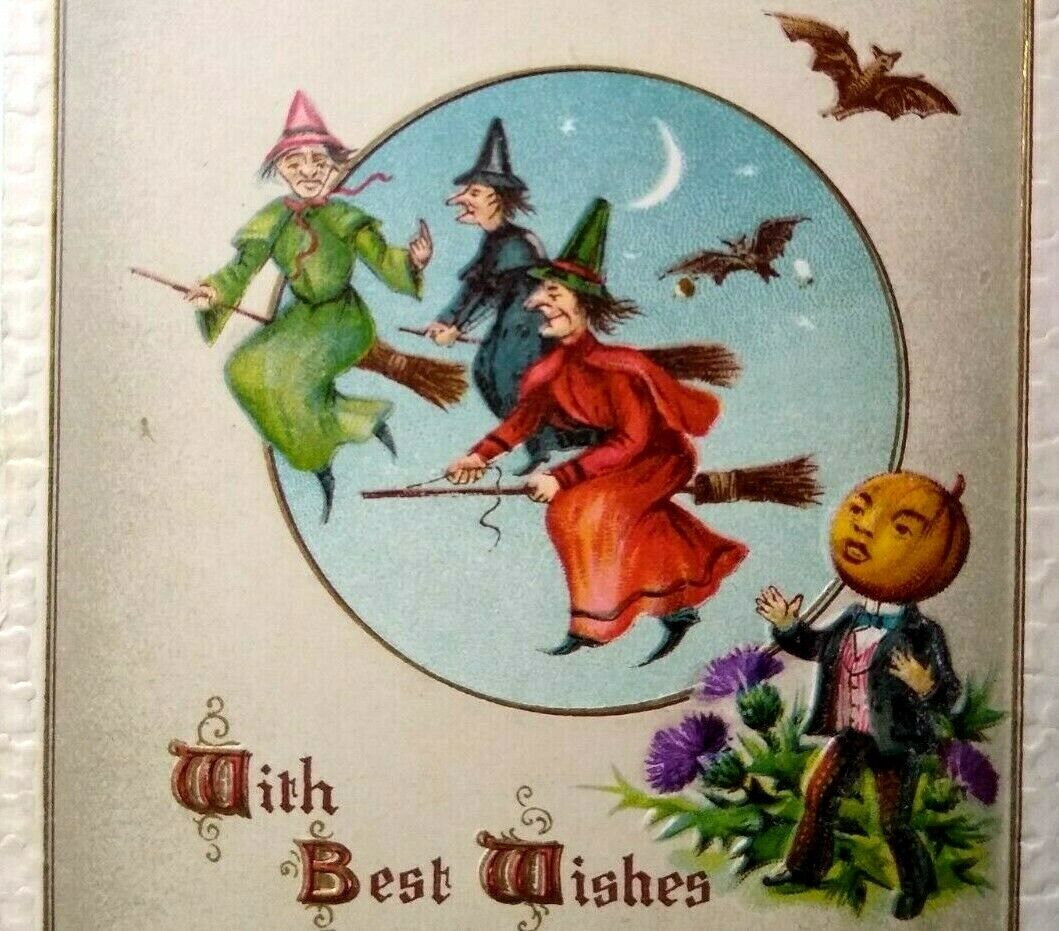 Halloween Postcard Winsch Back Witches Goblin Gottschalk Dreyfuss & Davis 2402  
