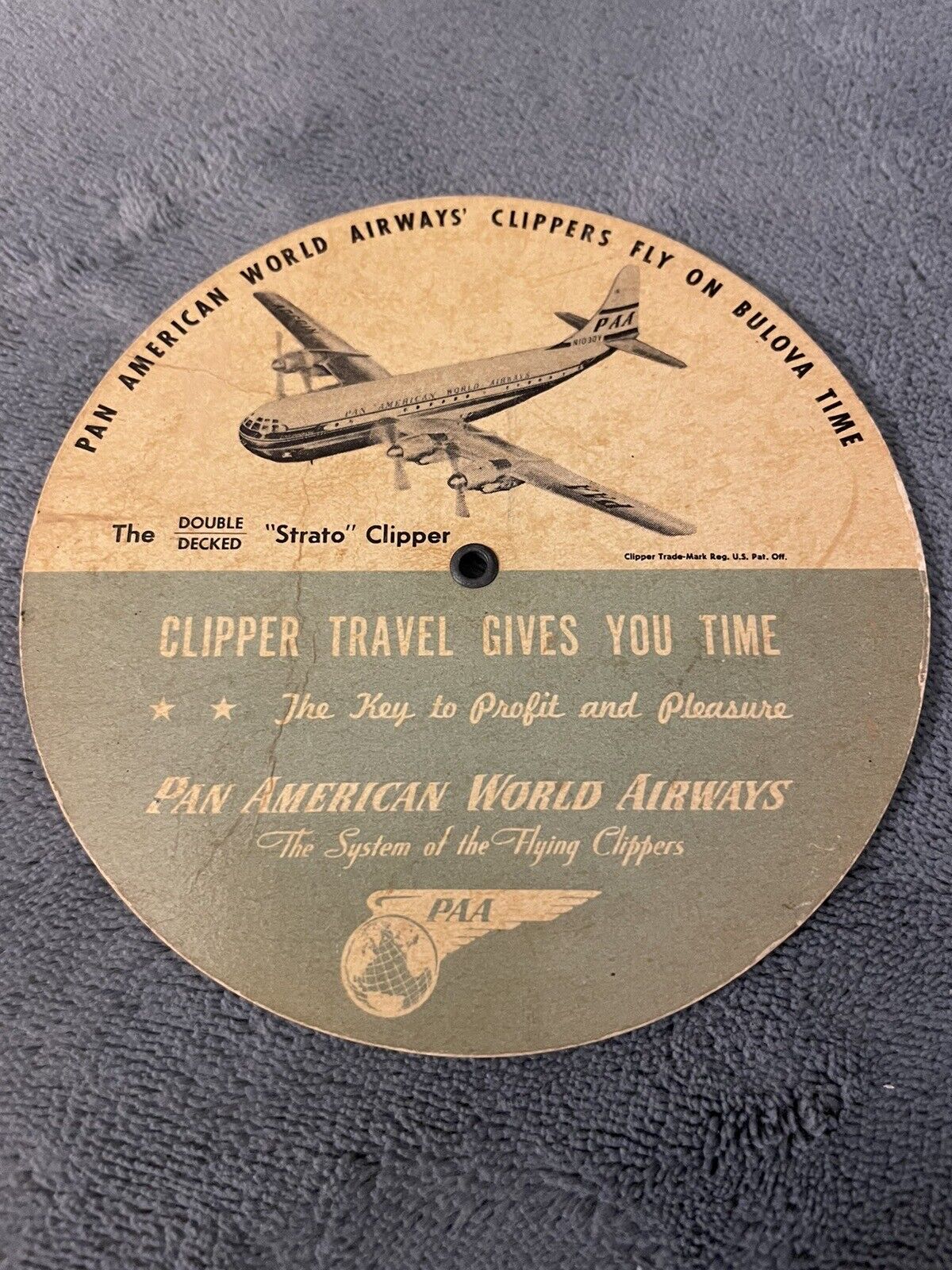Pan American World Airways Clippers Fly On Bulova Time Selector Wheel - Rare