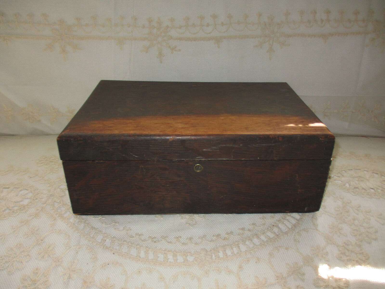 Tiger Oak Wood Box Humidor Tobacco Tea Seeds Victorian Antique Lined