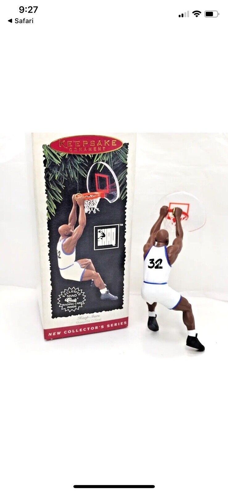 1995 Hallmark Keepsake Ornament Hoop Stars Shaquille O\'Neal Shaq NBA Collector
