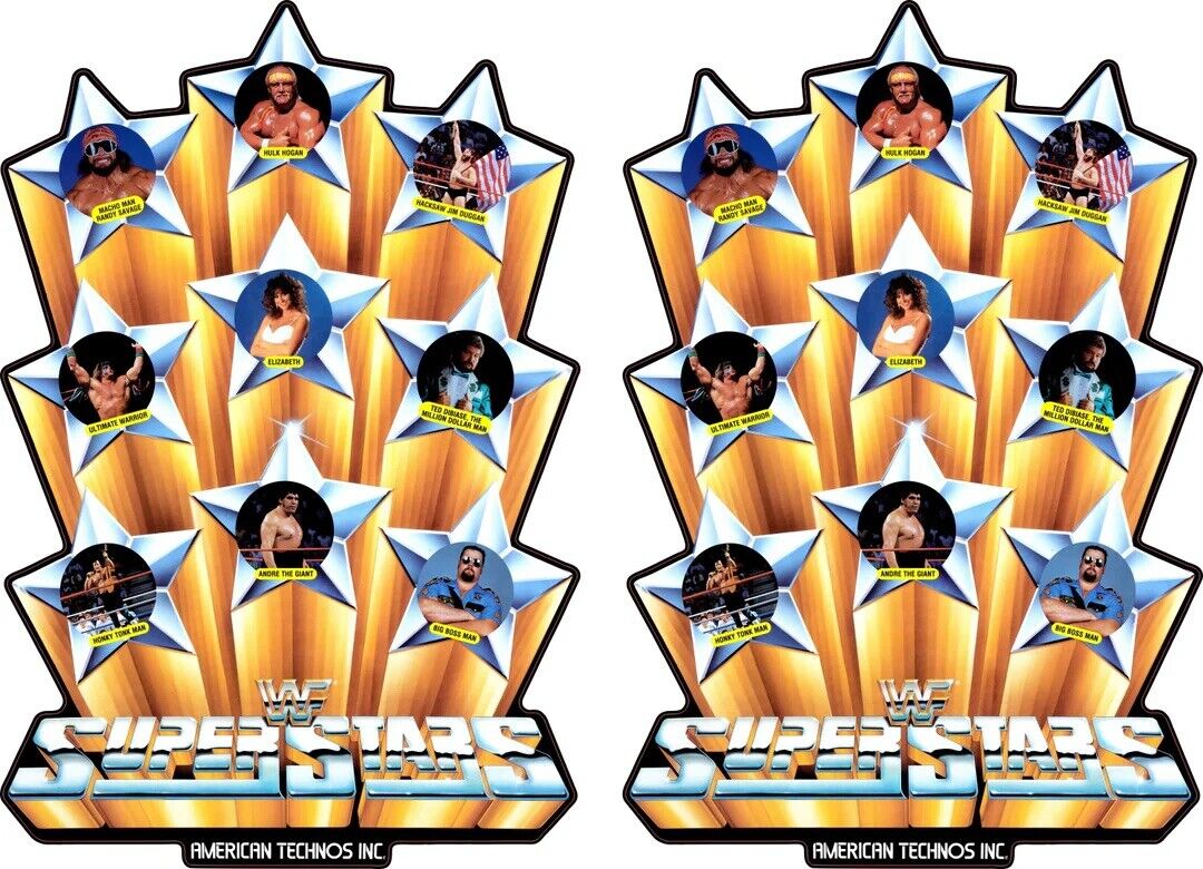 WWF Superstars Arcade Side Art 2 Piece Set Laminated High Quality