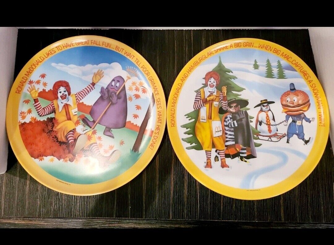 VTG McDonalds 1977 Ronald McDonald Four Seasons Melamine Plates Set of two