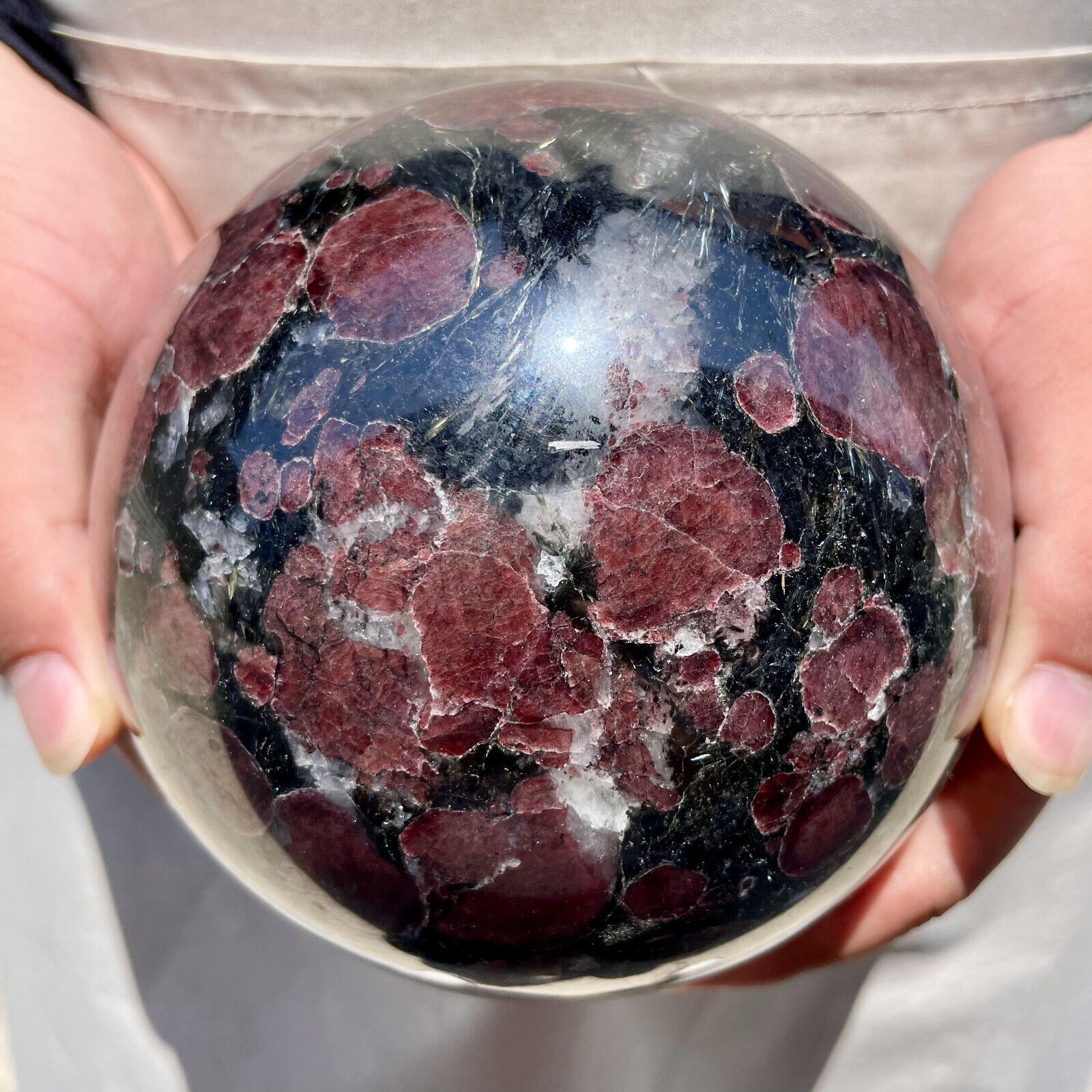 3580g Natural Garnet Sphere Quartz Crystal Mineral Reiki Healing