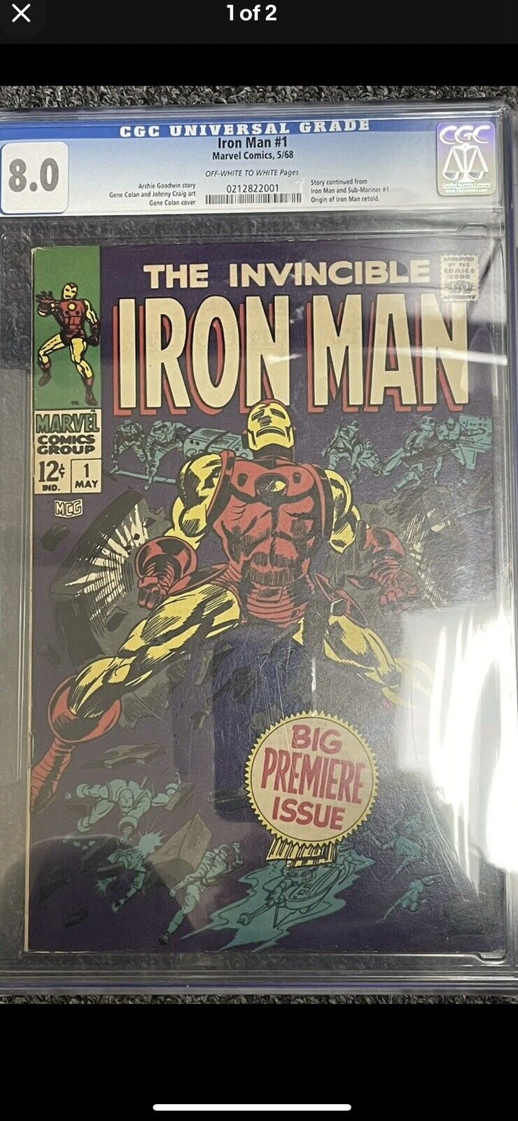 CGC 8 Iron Man #1 Marvel Comics 5/68 Off White To White Archie Comic Big Premier