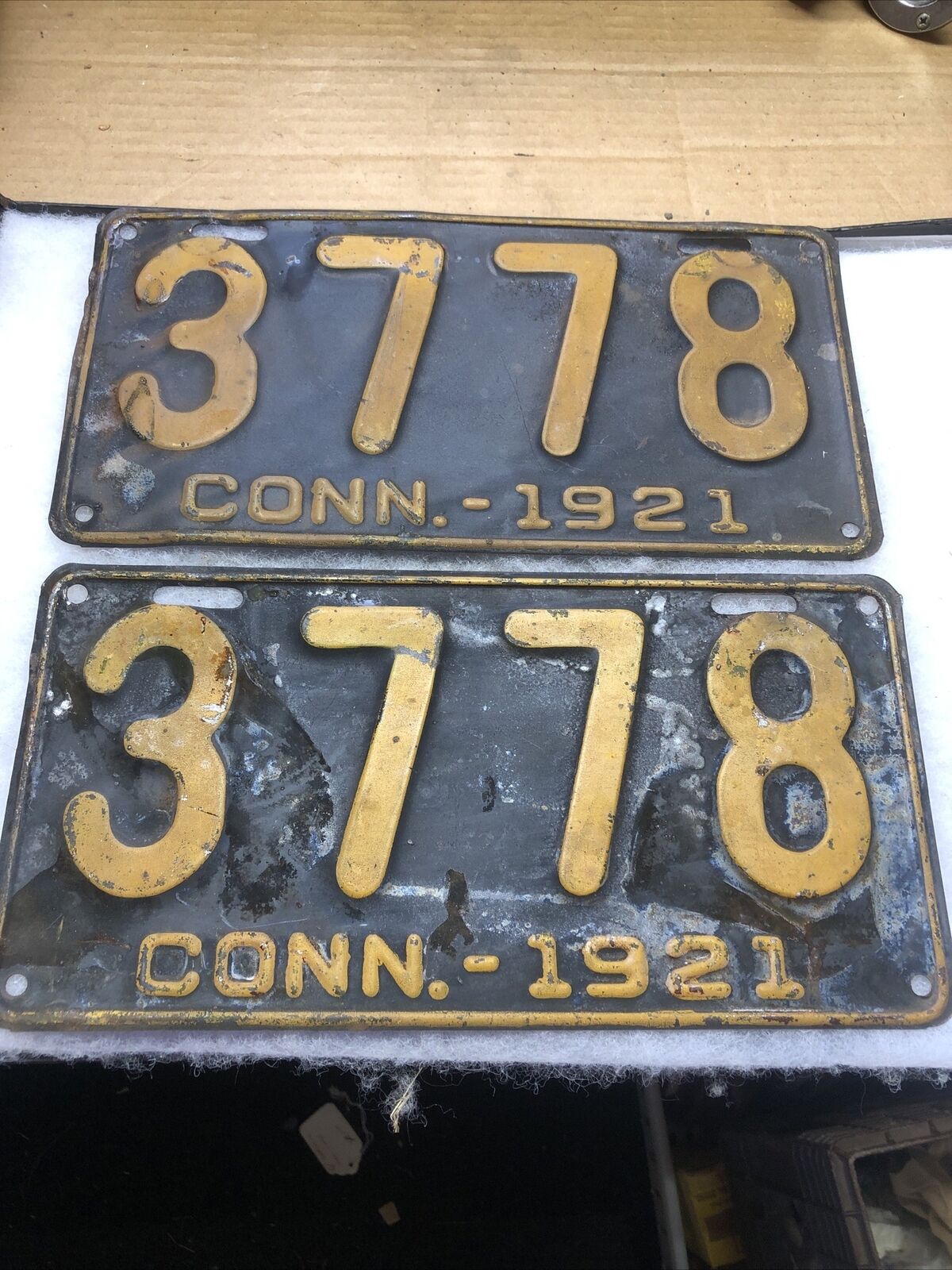 1921 Connecticut License Plates # 3778 Pair 