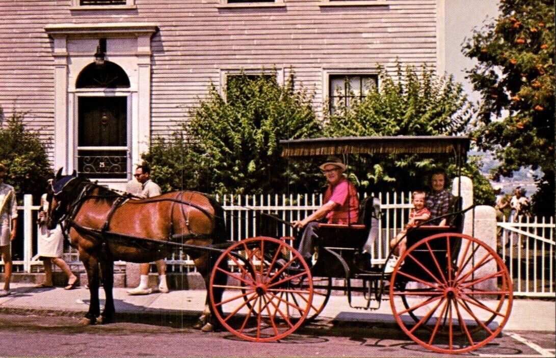 Postcard - Horse Drawn Surrey with the Fringe on Top  Rockport, Maine 0005