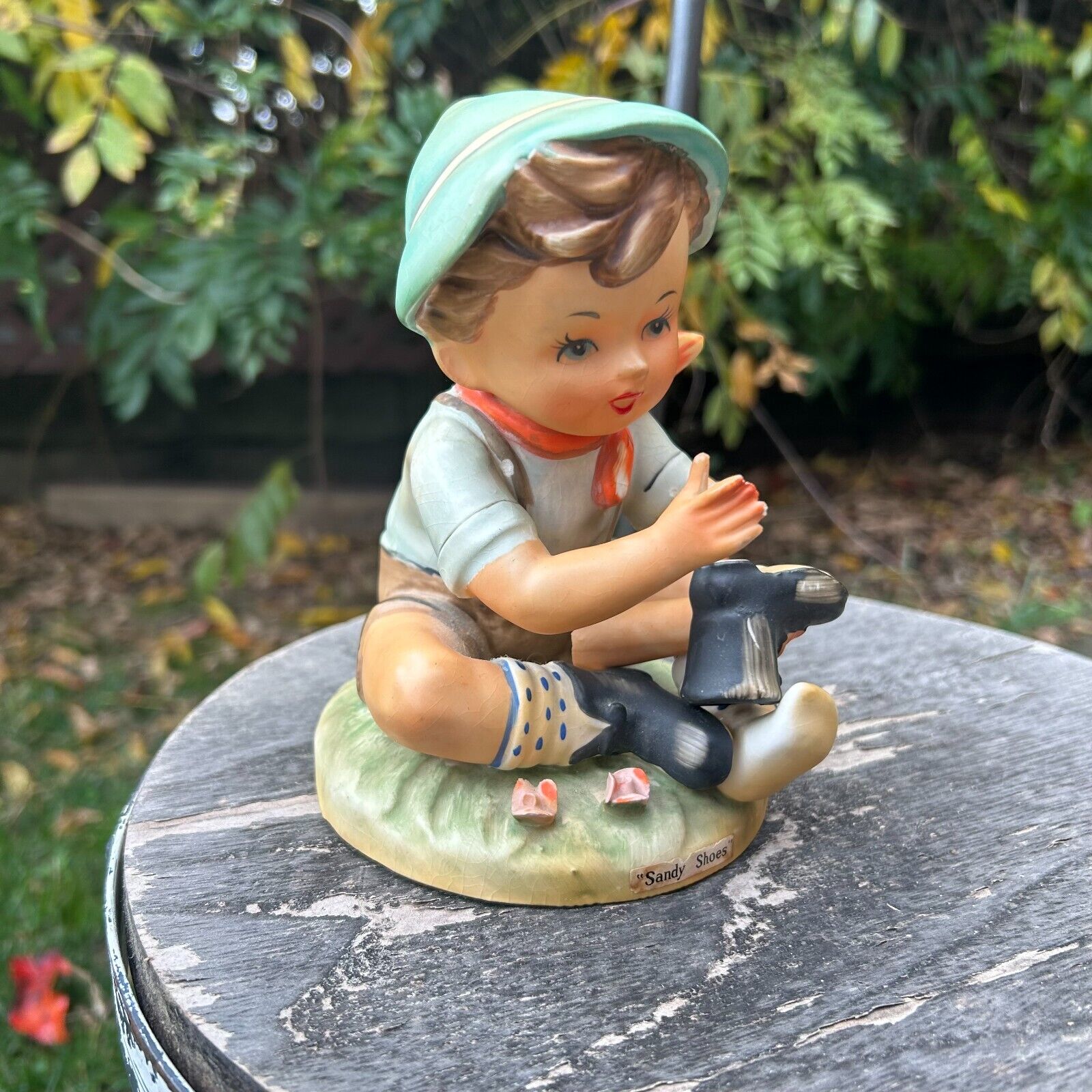 Vintage Erich Stauffer Ceramic Figurine Seated Boy \