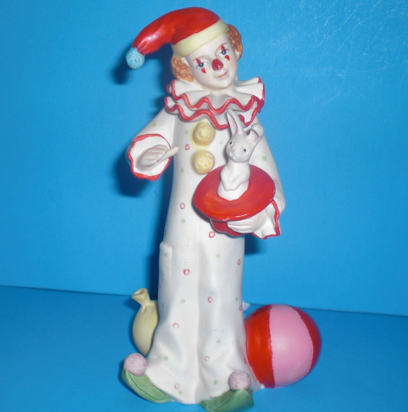 Lefton China Clown and Rabbit Figurine - Hand Painted - #05323 – Vintage 1985