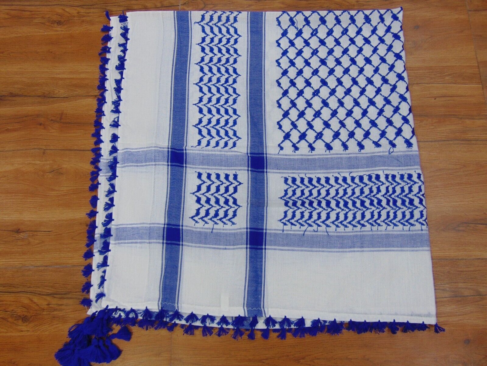 Scarf Arafat Keffiyeh Shemagh Cotton Arab Original Kufiya Palestine Blue & white