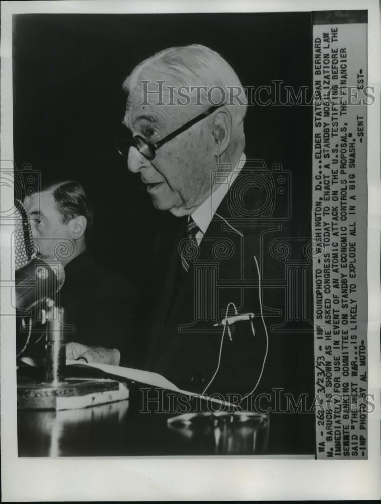 1953 Press Photo Bernard Baruch - mja15997