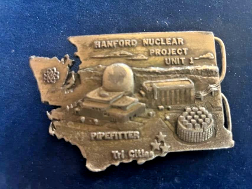 Vtg Hanford Nuclear Project Unit 1 (Pipefitter) Pewter Belt Buckle - Tri Cities