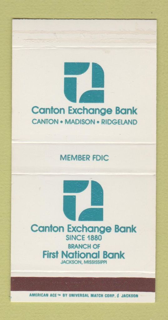 Matchbox - Canton Exchange Bank Jackson MS Madison Ridgeland