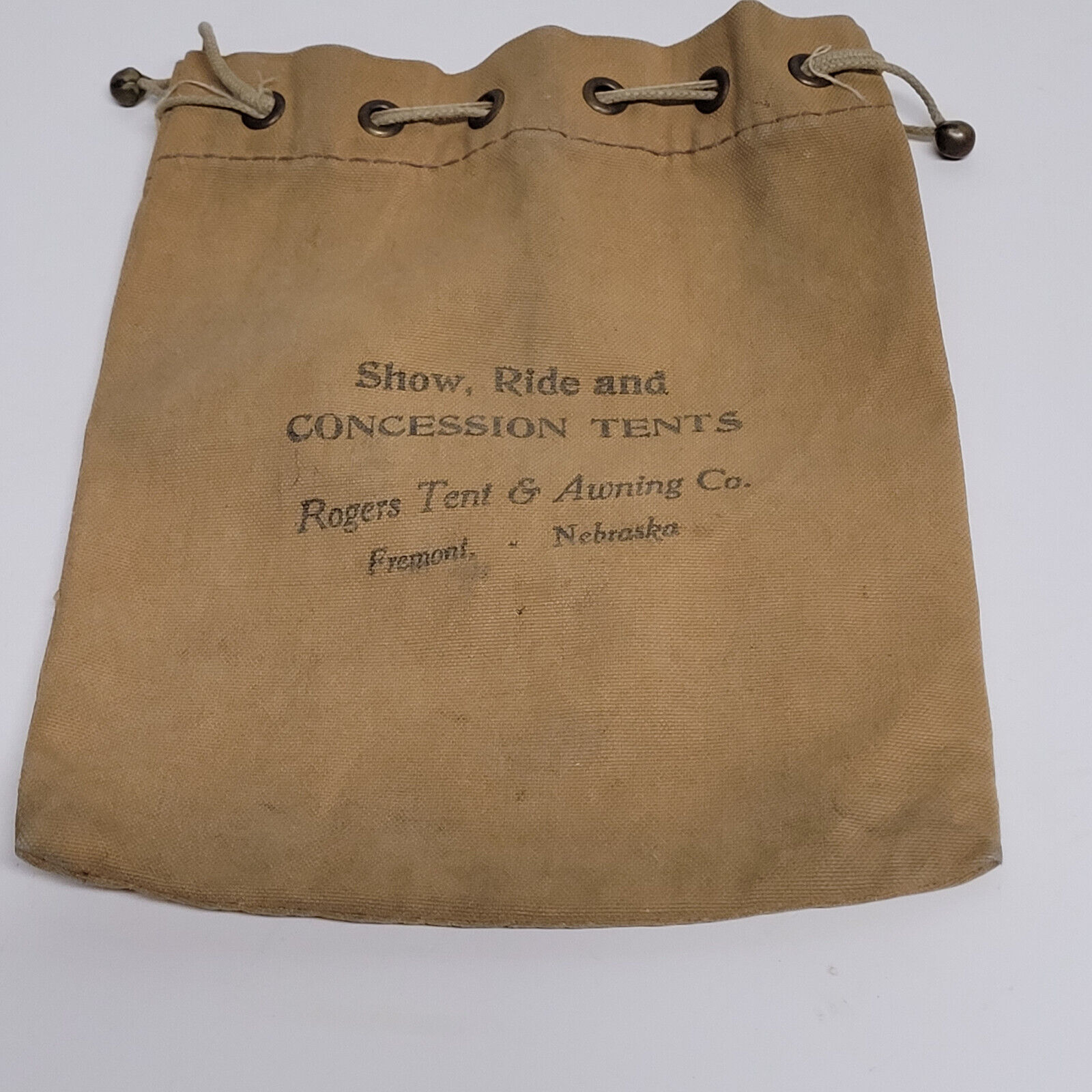 Vintage Show Ride Concession Rogers Tent & Awning Bank Deposit Canvas Pouch