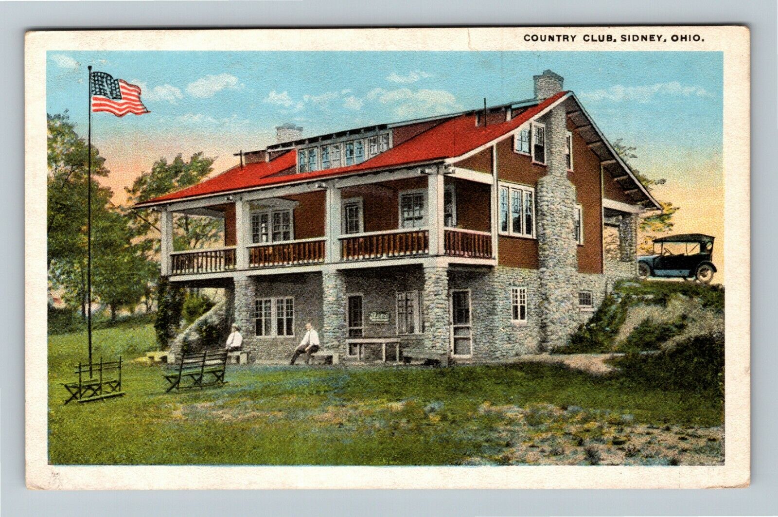 Sidney OH-Ohio, Country Club, Outside House View, Vintage Postcard