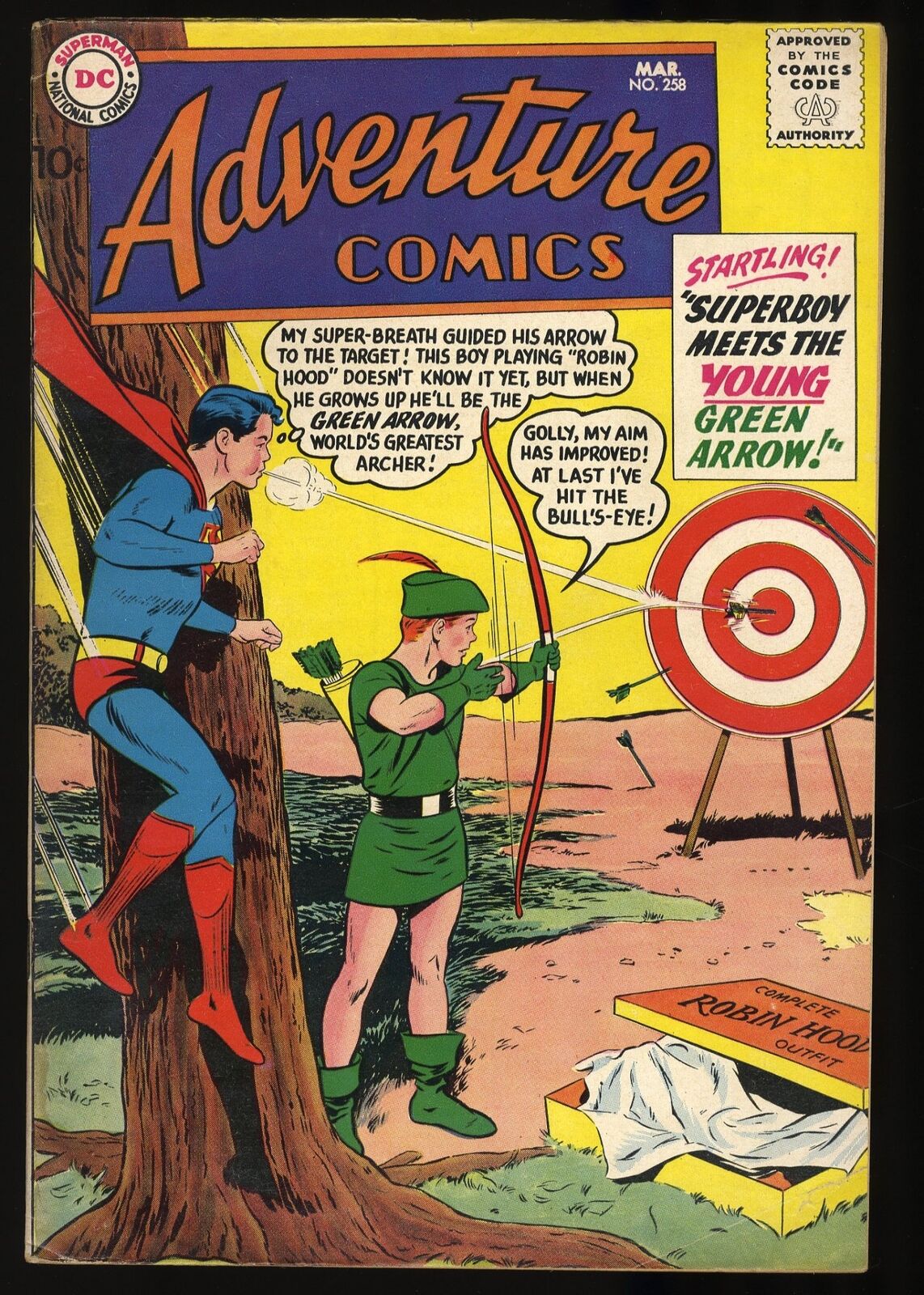 Adventure Comics #258 VG+ 4.5 Superboy meets Green Arrow DC Comics 1959