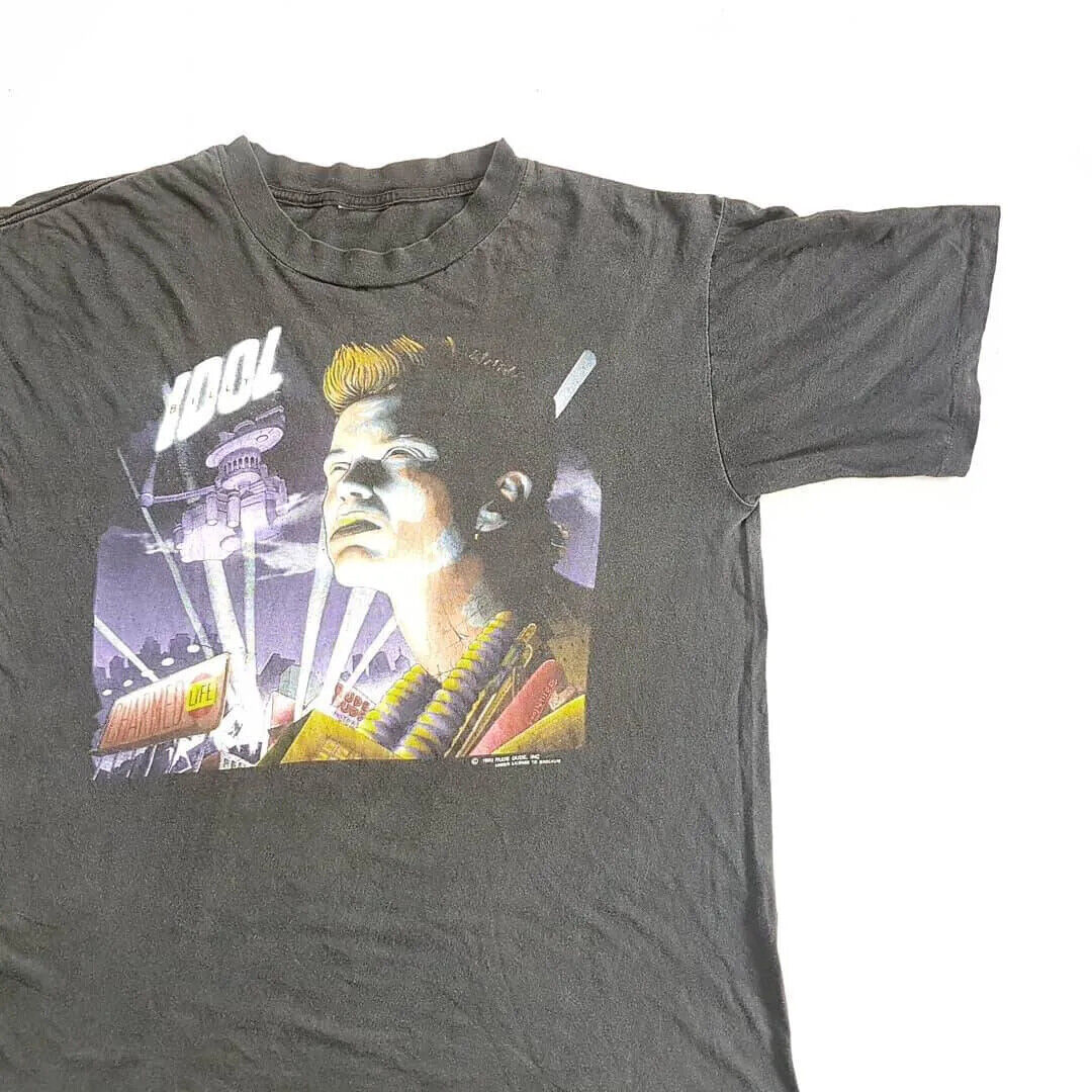 1990 Billy Idol World Tour Reprinted Black Unisex  T-shirt S-5XL