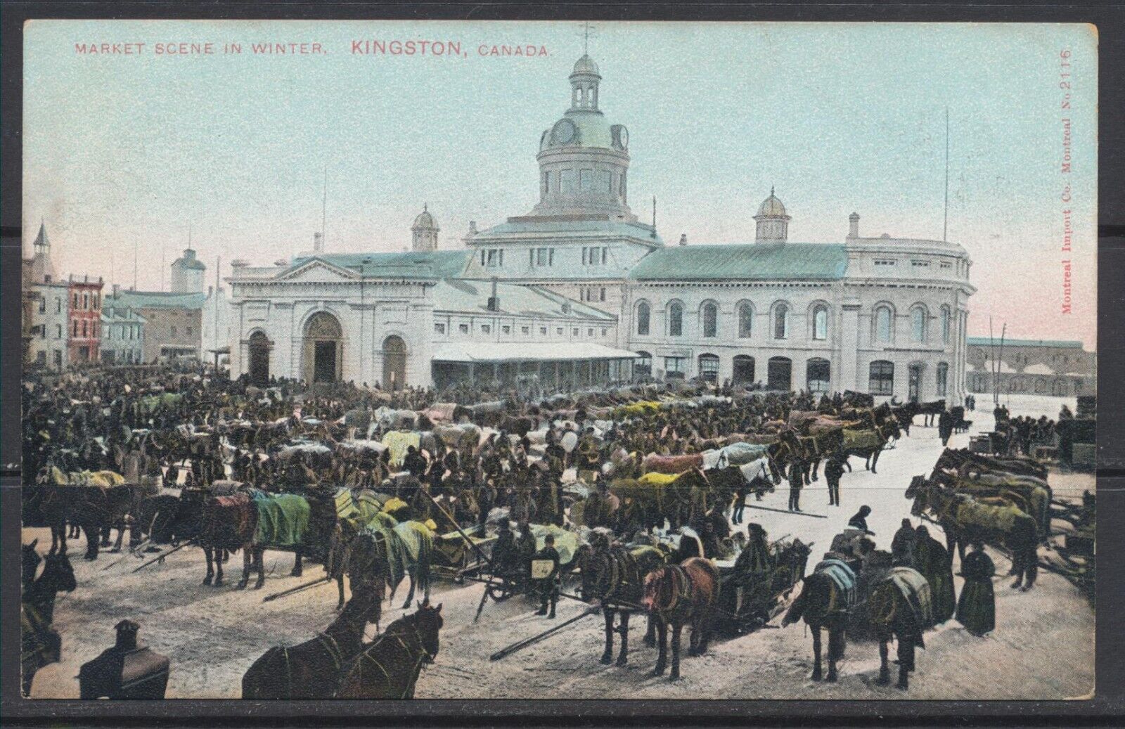 1900s Canada ~ Kingston, On. ~ Market Scene in Winter ~ Clock Tower City Center