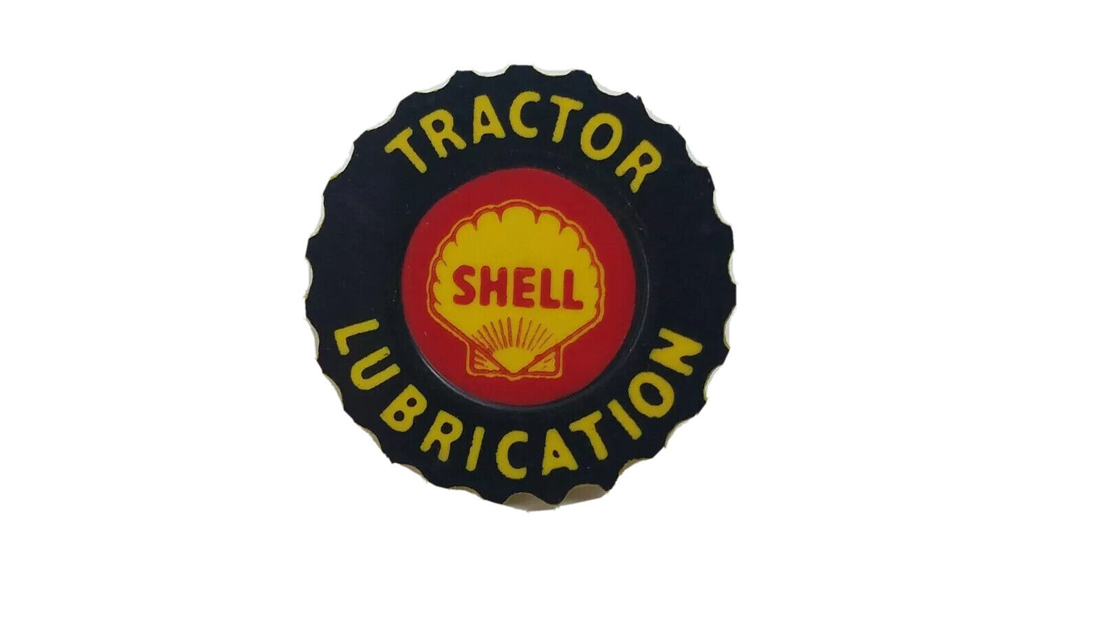 Shell Oil Tractor Lubrication Lapel Pin Plastic 1-1/4\