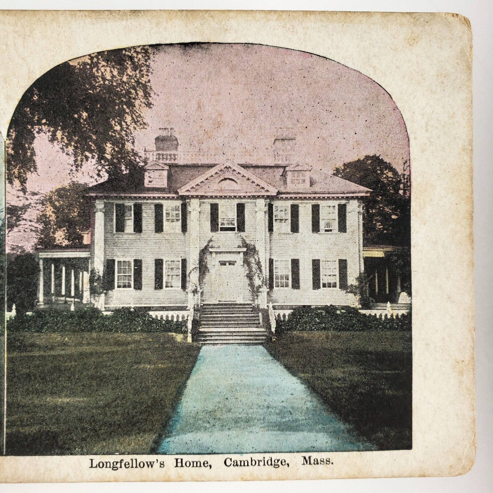 Longfellow House Washington\'s Headquarters Stereoview c1905 Cambridge Mass A2313