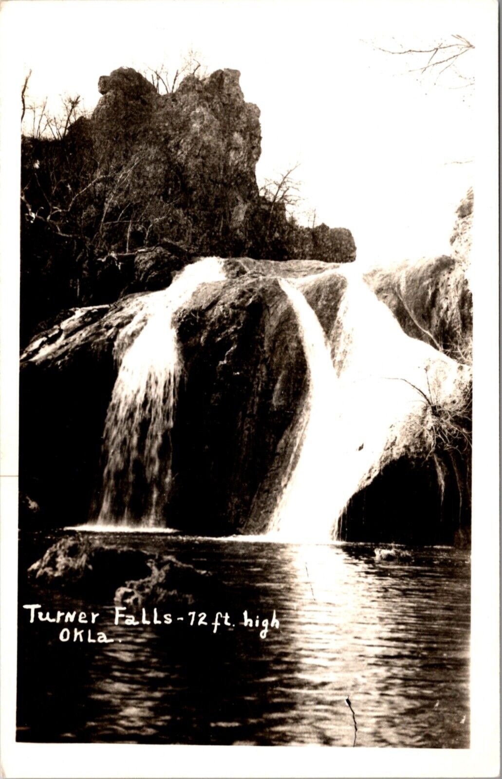 Real Photo Postcard Turner Falls a Waterfall in Davis, Oklahoma